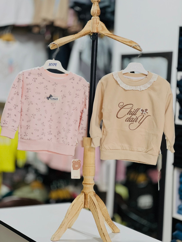 بلوز بهاری رنگ صورتی دخترانه وارداتی مناسب سن ۳ تا ۱۰ سال